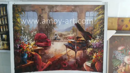 Handmade Oil Painting for Piano Room Decoration