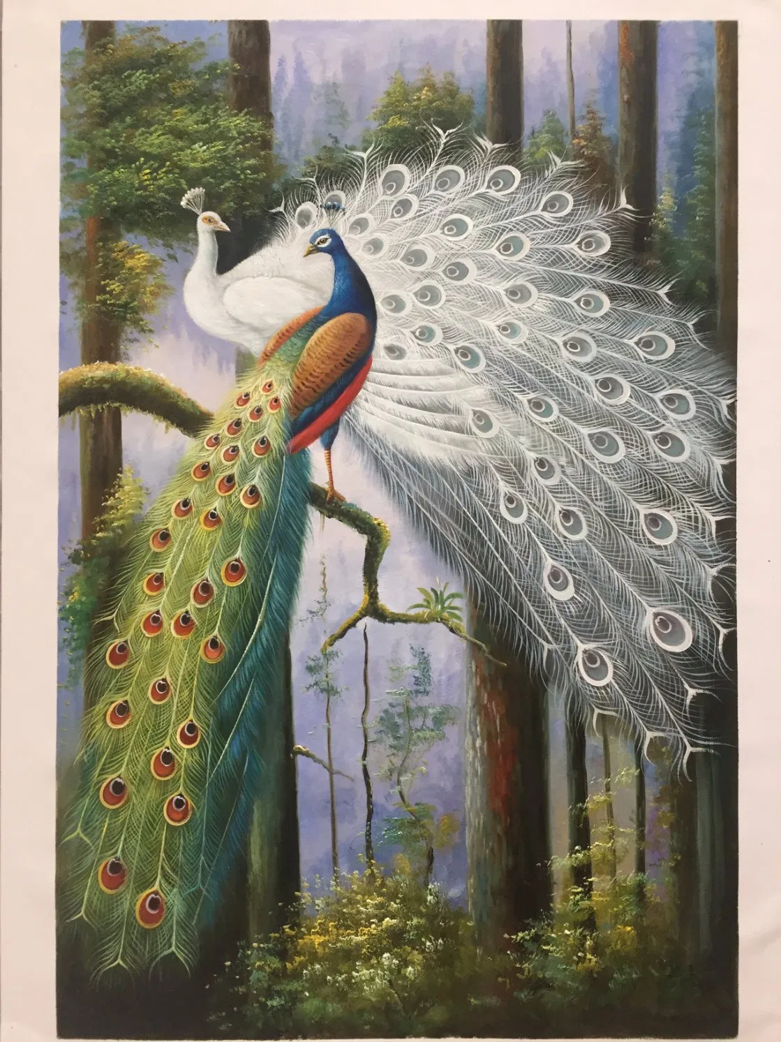 Chinese Peacock Canvas Oil Painting for Wall Decor