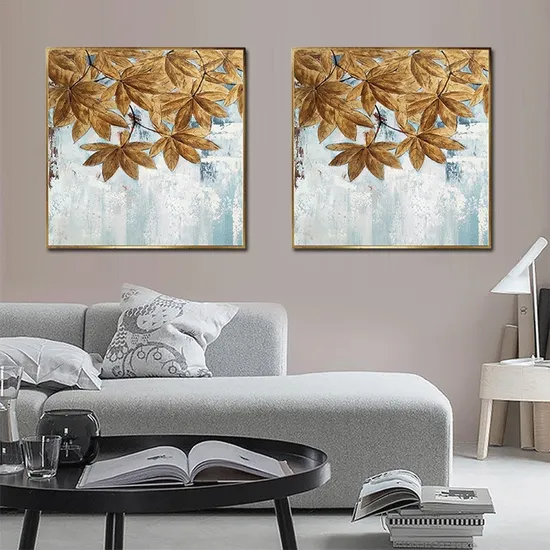 Abstract Nordic Handmade Maple Leaf Decorative Oil Art Paintings for Living Room Wall 