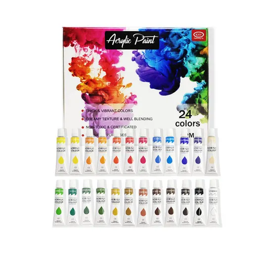 24colors 12ml Aluminum Tube Acrylic Color Drawing Painting for Kids 