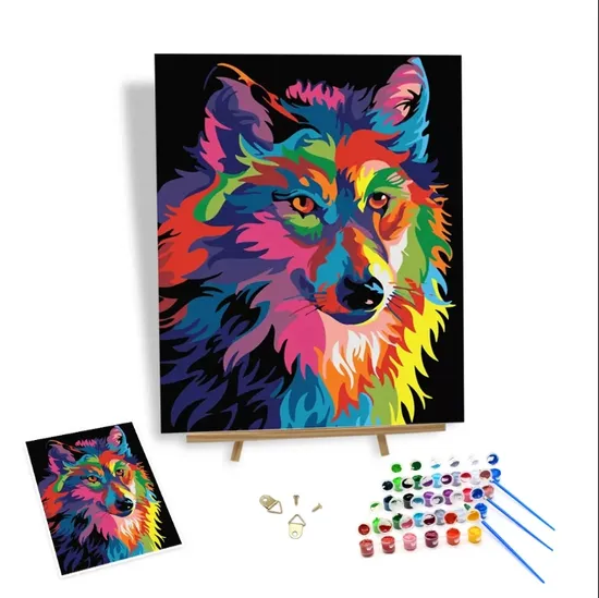 Custom Designs DIY Wolf Paint by Number Kit Handmade Oil Painting on Canvas 