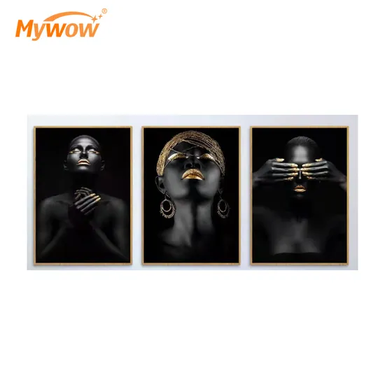 2024 Wholesale African Crystal porcelain Black Girl Wall Art Painting for Wall Decoration 