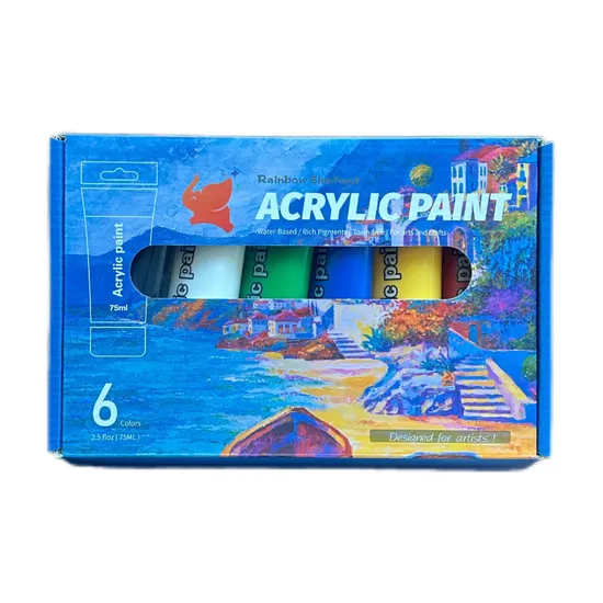 Acrylic Paint Set 6 Colors 75ml Students Beginner Studio Hand Painting Art Students Special Waterproof Wholesale 