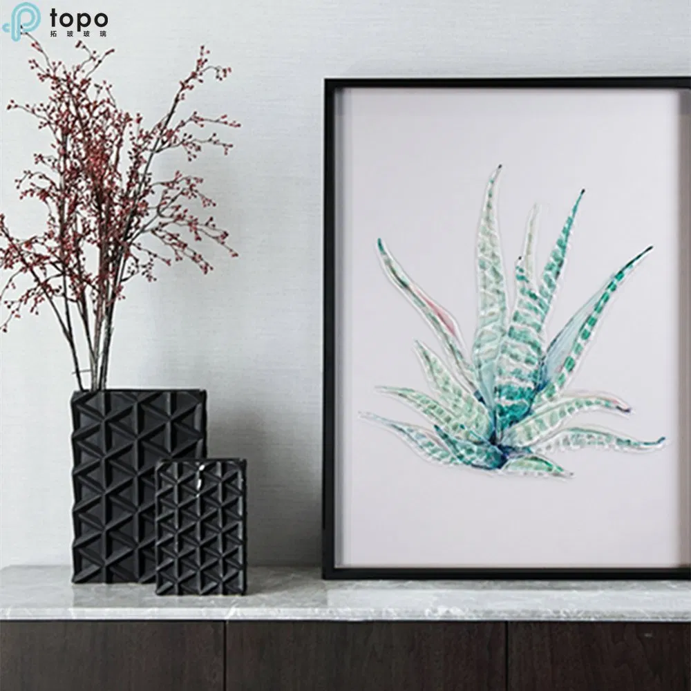 H400mm*300mm Decorative Wall Art Green Plants Oil Glass Painting in Guangzhou (MR