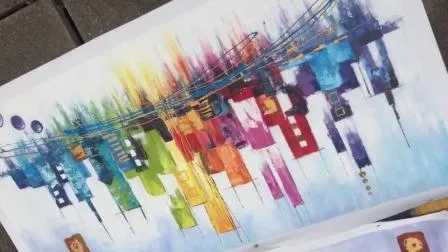 Handmade Palette Knife Modern Cityscape Oil Painting on Canvas 