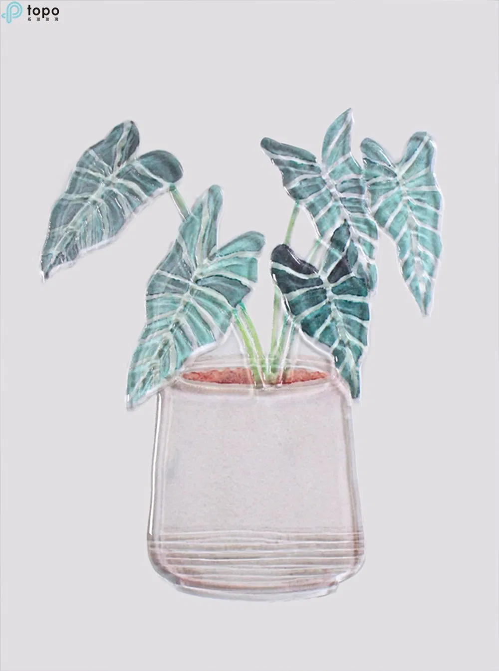 Green Plant Wall Decor Art Glass Painting for Home Decoration (MR