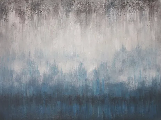 Handmade Modern Blue Gray and White Abstract Oil Paintings for Home Decor 