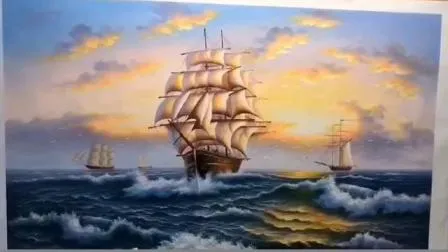 Handmade Sail and Ship Acrylic Oil Painting for Home Decoration 