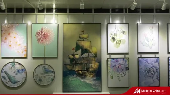 Wholesale H800mm*600mm Art Green Leaf Wall Hanging Glass Painting (MR