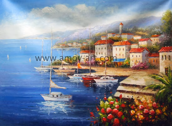 European Style Mediterranean Flower Landscape Oil Painting on Canvas